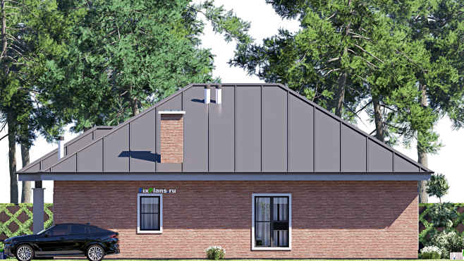 Проект одноэтажного дома F-20510 — фасад 3