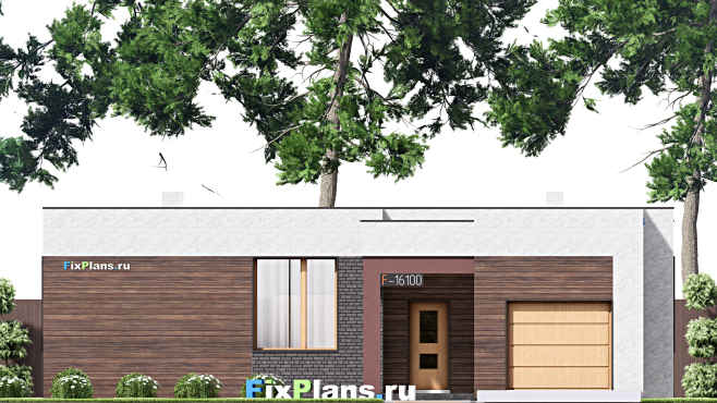 Проект одноэтажного дома F-16100 — фасад