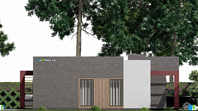 Проект одноэтажного дома F-7037 — фасад 2