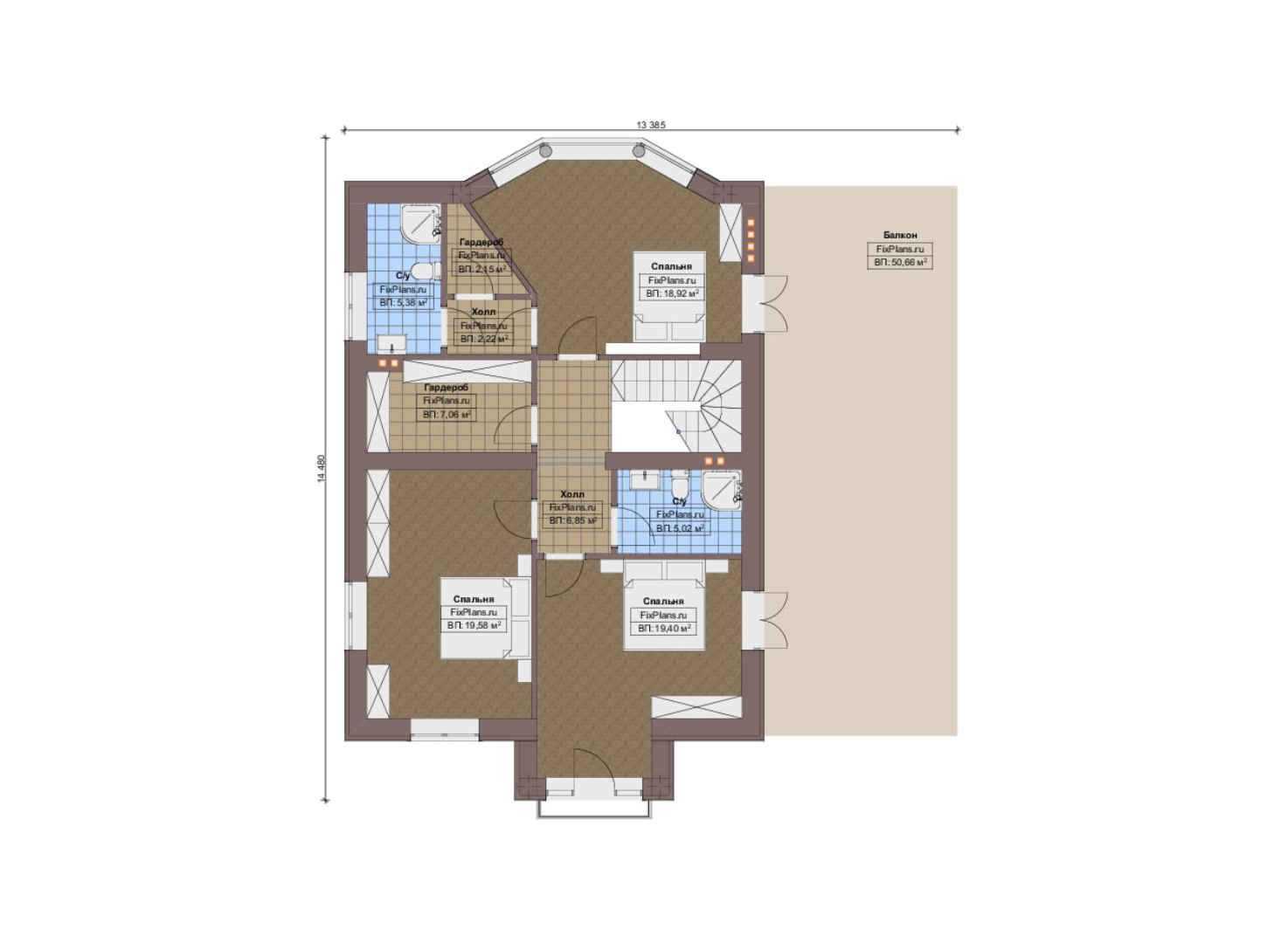 Планировка 2-го этажа, Проект двухэтажного дома F-12716