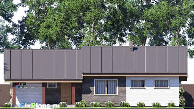 Проект одноэтажного дома F-18035 — фасад