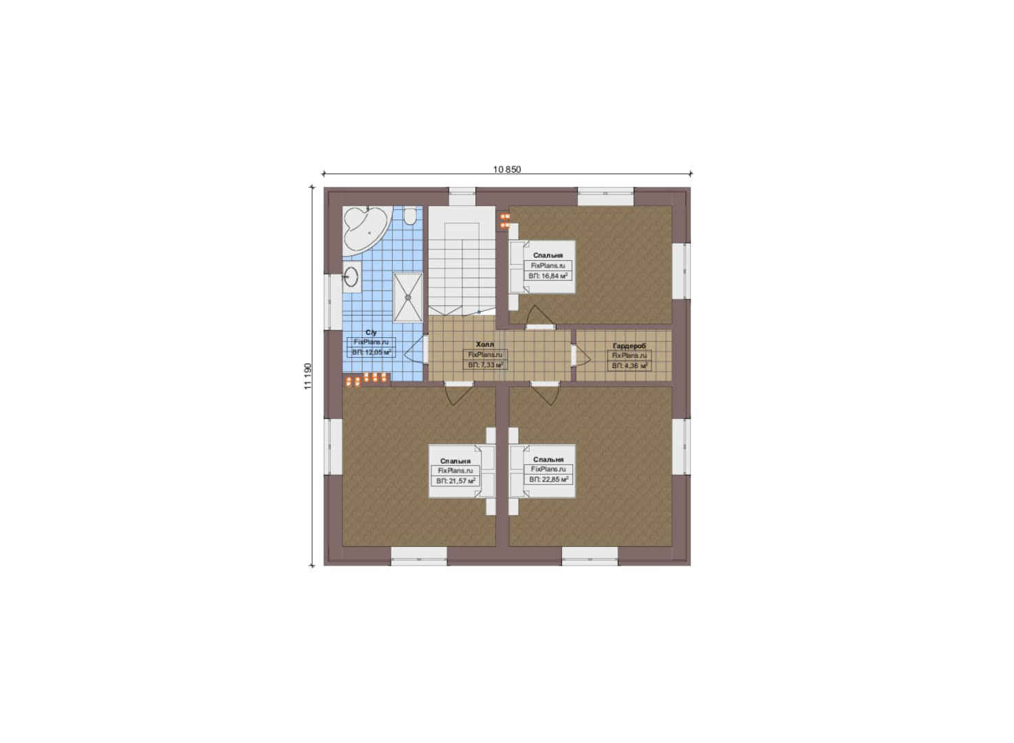 Планировка 2-го этажа, Проект двухэтажного дома F-12356