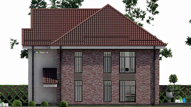 Проект двухэтажного дома F-2240 — фасад 3