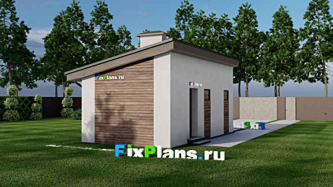 Проект гаража F-6641 — вид со двора