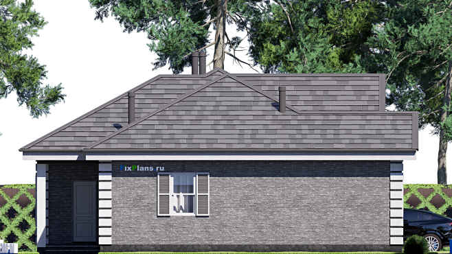 Проект одноэтажного дома F-20420 — фасад 2