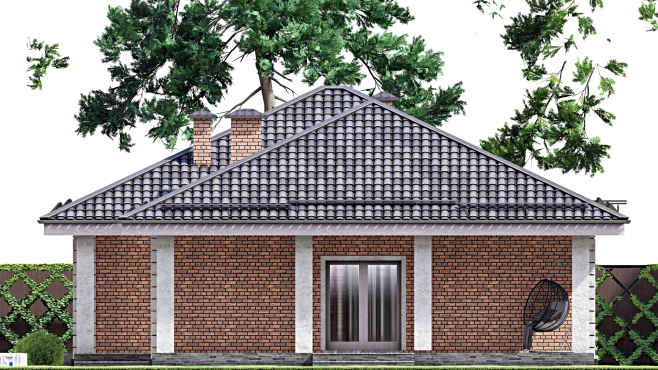 Проект одноэтажного дома F-12545 — фасад 3